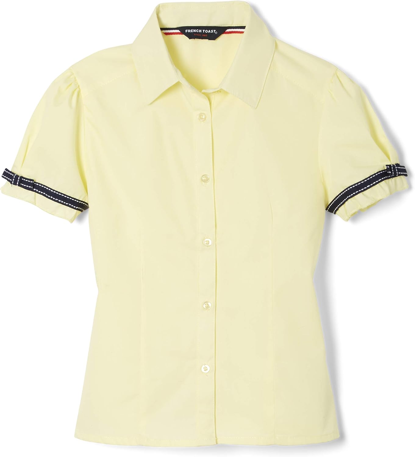 French Toast Big Girls' Short Sleeve Ribbon Bow Blouse