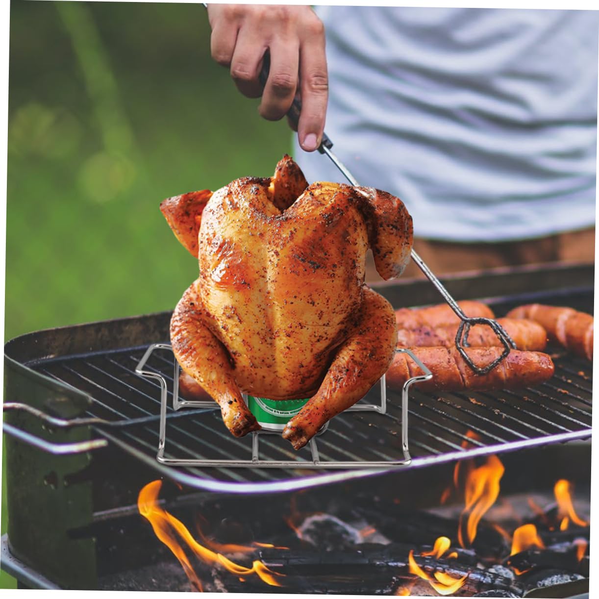Soporte Plegable Acero Asar Inoxidable Pollo para para Barbacoa