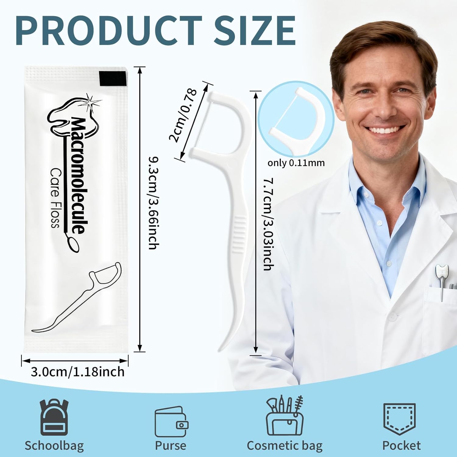 Bulk Dental Floss Picks,Travel Dental Floss Picks, Dental Floss Sticks Bulk,Floss Singles for Travel Hotel Restaurant Office Car,Dental Flossers Individually Wrapped for Deep Cleaning (Pack of 2000)