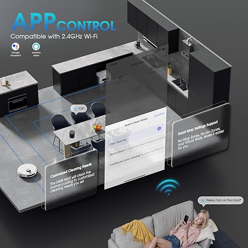 Miniatura 6 de Combo robot de aspiradora y trapeador, limpiador robótico 3 en 1 con base de auto-vaciado de 70 días, mapeo inteligente de navegación LiDAR y fuerte