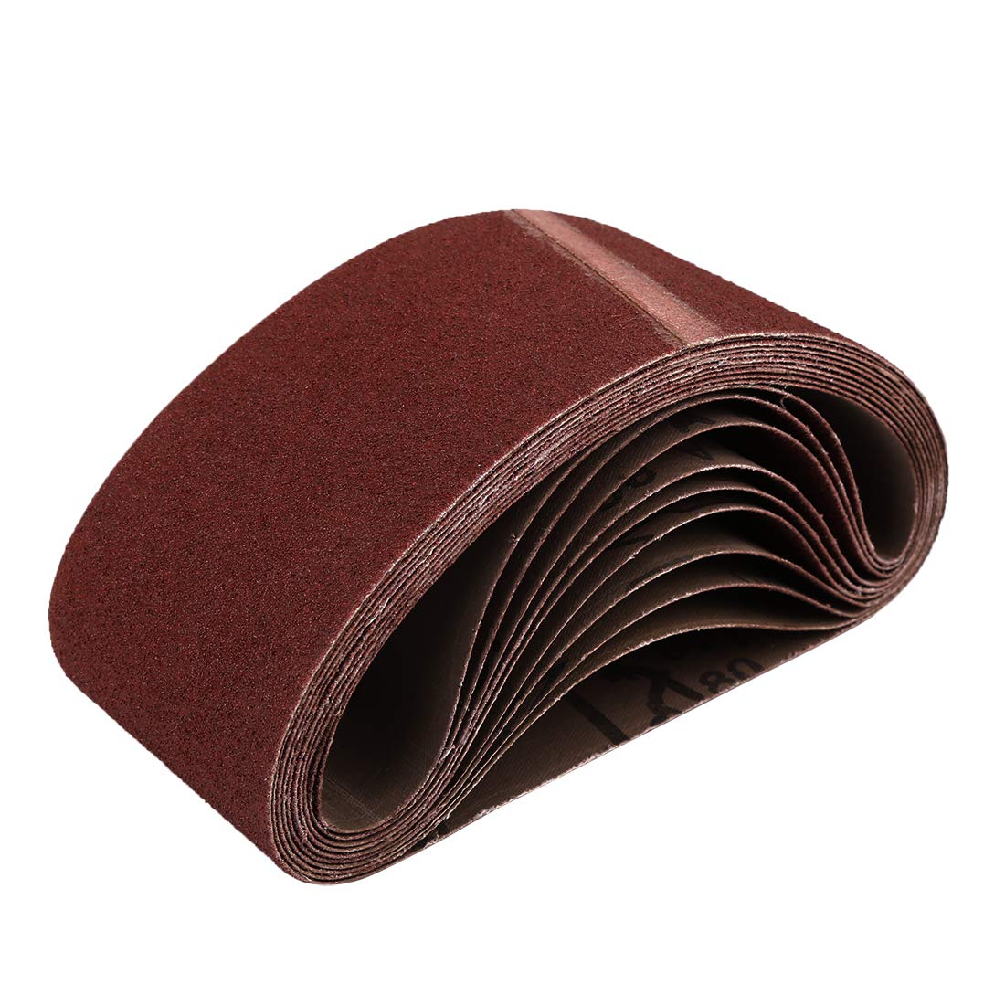 sourcingmap 3x18 Inch 80 Grit Aluminum Oxide Sanding Belt Sandpaper 10 Pcs