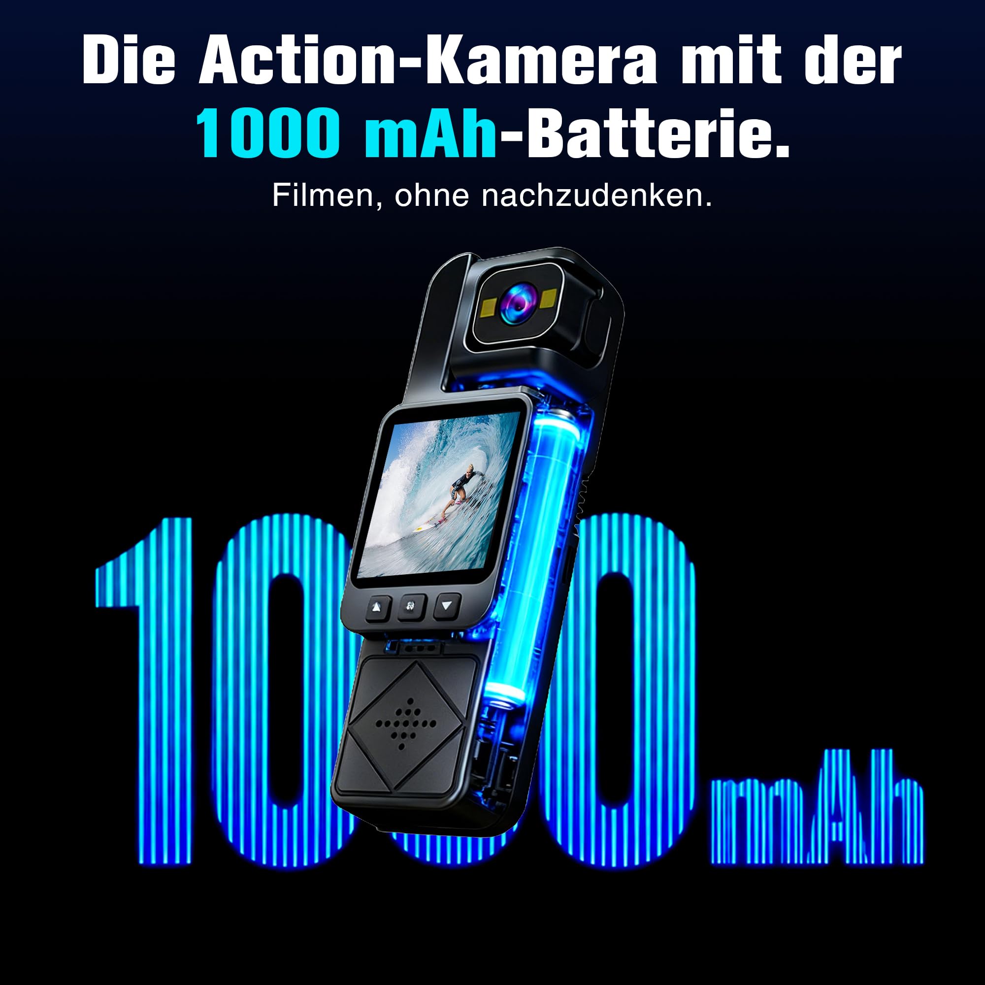 Bodycam Körperkamera 1080P Full HD Mini Actionkamera mit 360° Drehbarer Linse, Bewegungsstabilisierung