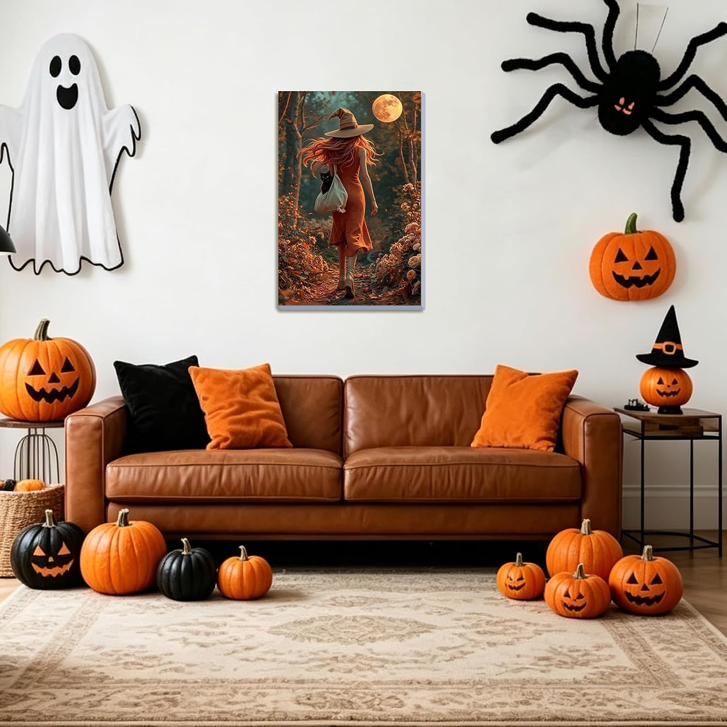 DOMROM Witch Paint by Numbers Kit for Adults, Witch DIY Acrylic Oil Painting on Canvas, Halloween Paint by Number Kit, Home Decor Craft Gift 8x12 Inch image 2