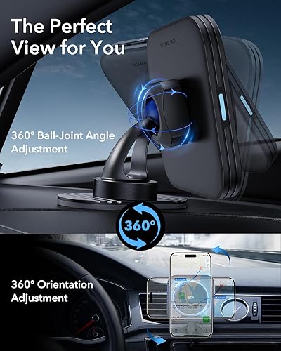 Miniatura 8 de ESR Cargador magnético inalámbrico de montaje para automóvil (HaloLock), compatible con cargador de coche MagSafe, soporte de teléfono para teléfono