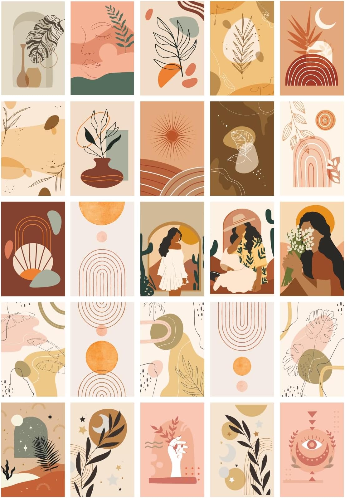 CVANU 25pcs Boho Wall Collage Kit Printed Poster with Glue Dot Tape for Wall Decor (6inchX4inch)_202307-89/2