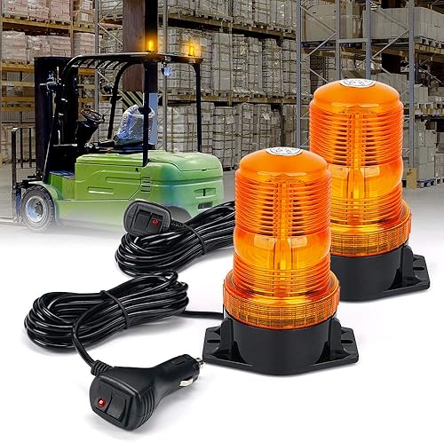 Xprite Luz LED ámbar para carretilla elevadora, luces intermitentes de seguridad con encendedor de cigarrillos, para cortacésped, ATV, camiones,