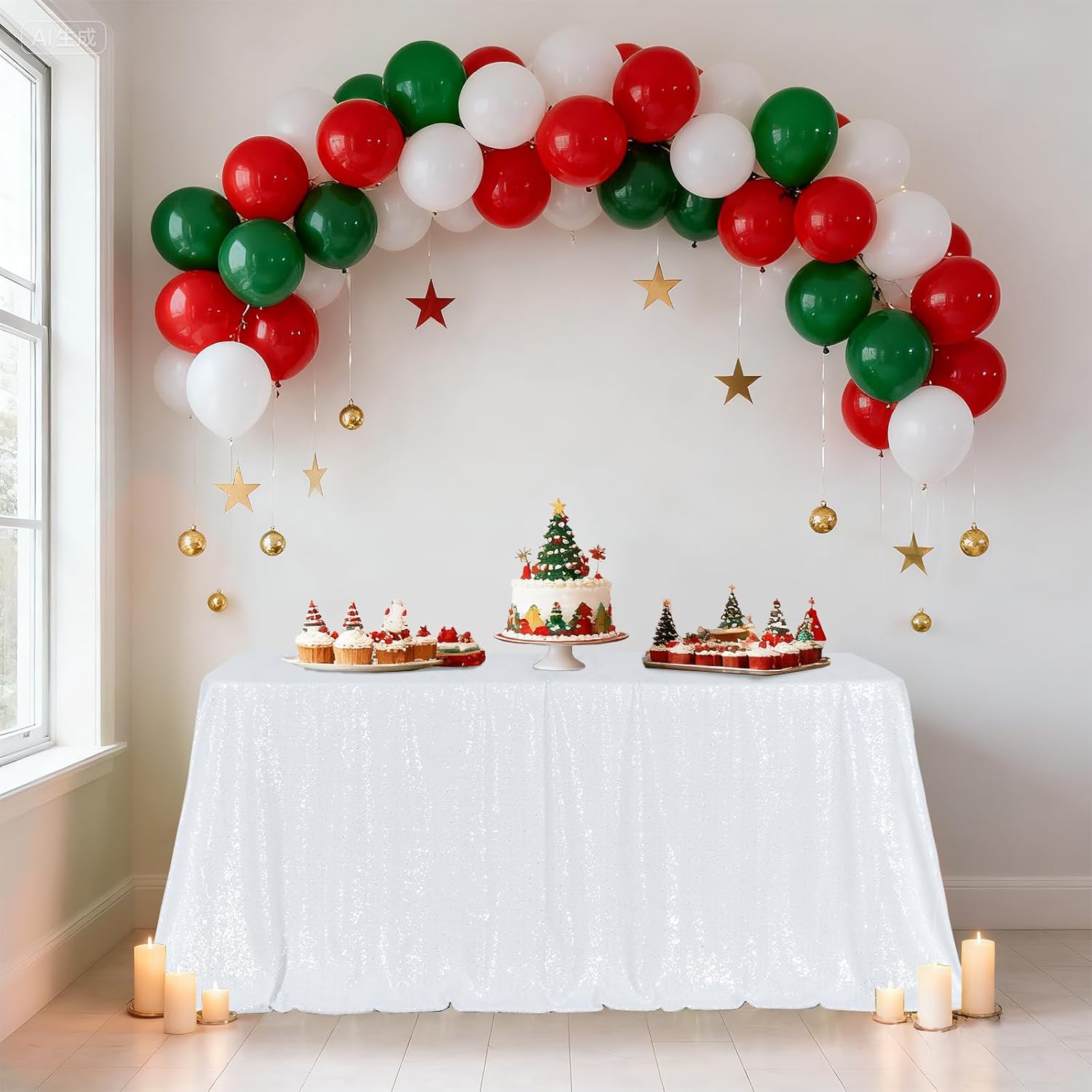 Poise3EHome White Sequin Tablecloth 90×132 Inch Rectangle Sparkly Fabric Table Cloth for Birthday Wedding Party Holiday Baby Shower Christmas Decoration