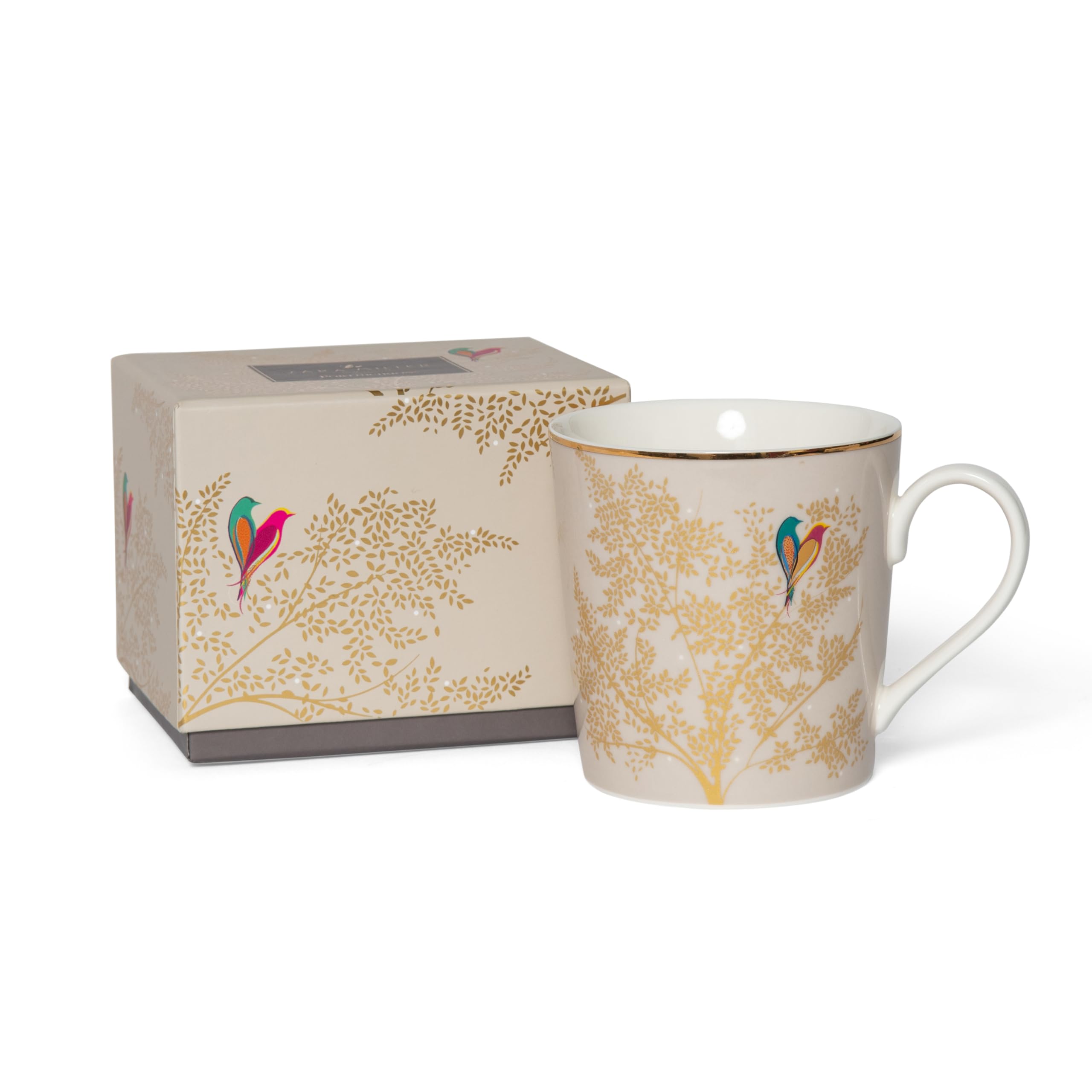 Portmeirion x Sara Miller London Coffee Mug with Handle - White & Gold Fine China Mug, Chelsea Collection, Elegant and Sophisticated with Gold Detailing, 344ml
