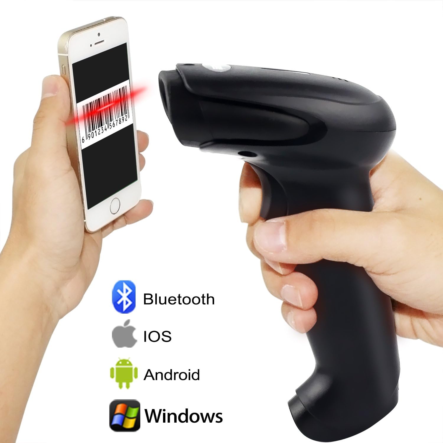 Flash Deals - 70% OFF Symcode Bluetooth Barcode Scanner Handheld USB CCD Cordless Barcode Reader Scanner Compatible with 2.4G Wireless & Bluetooth Function & Wired Connection with Windows, Mac,Android, iOS
