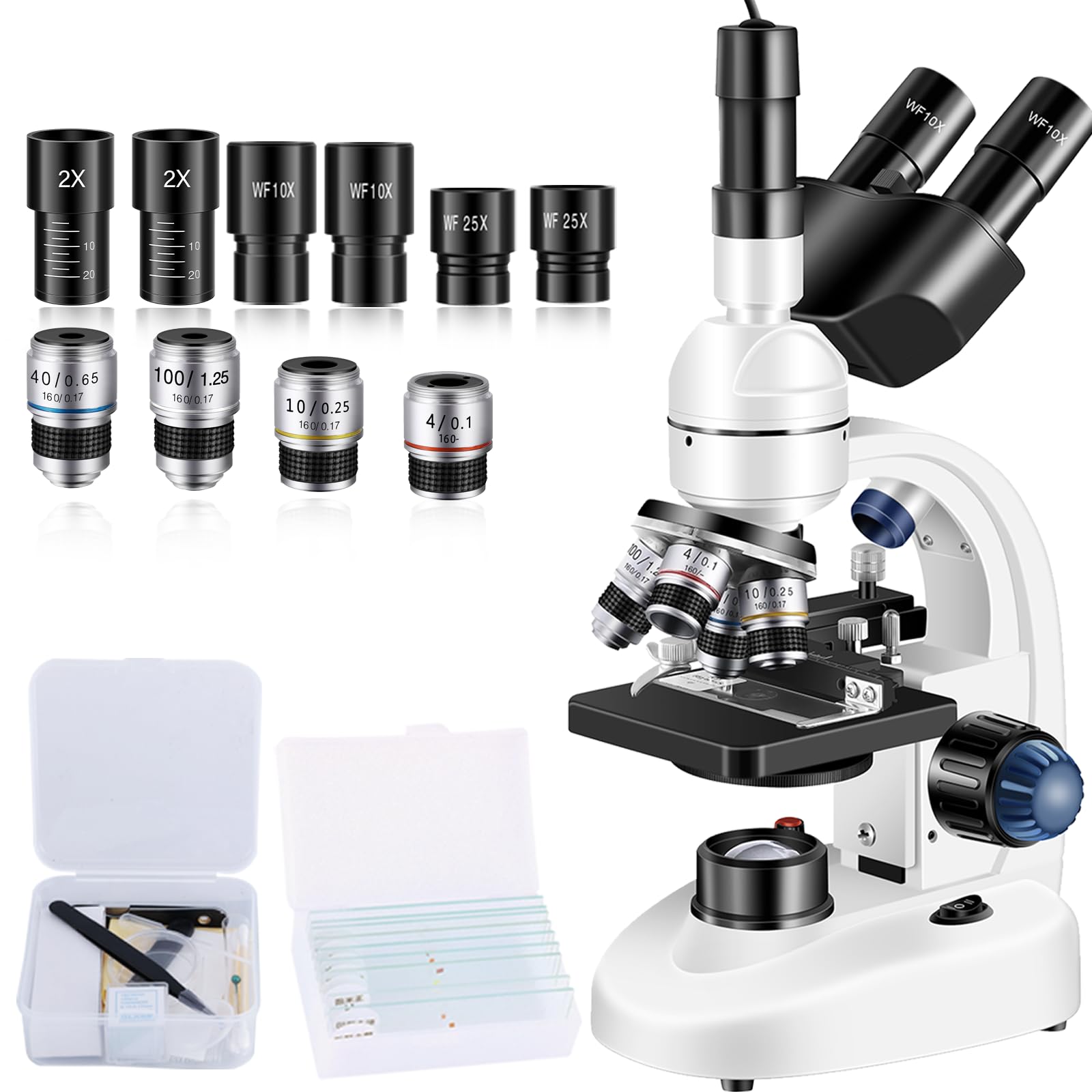 hrsh Trinocular Microscope 40X-5000X Magnification, Microscope for Adults, Laboratory Grade with Dual Mechanical Stage and HD USB Camera Microscope