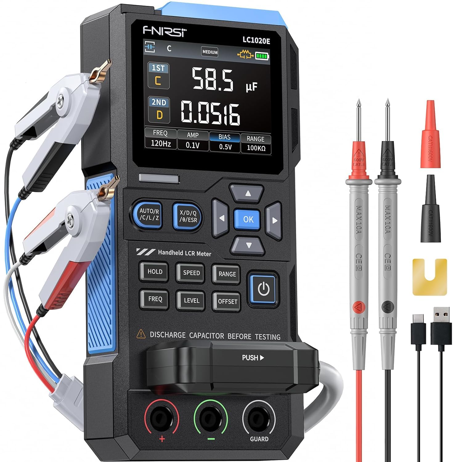 LC1020E 100kHz LCR Meter, 19,999 Counts Resistor Inductor Capacitor Tester, Auto Component Detect, Measures ESR/Q/D/θ/X, 2.8” Color TFT, Dual Parameter Display, Sorting By Skyking-image-18