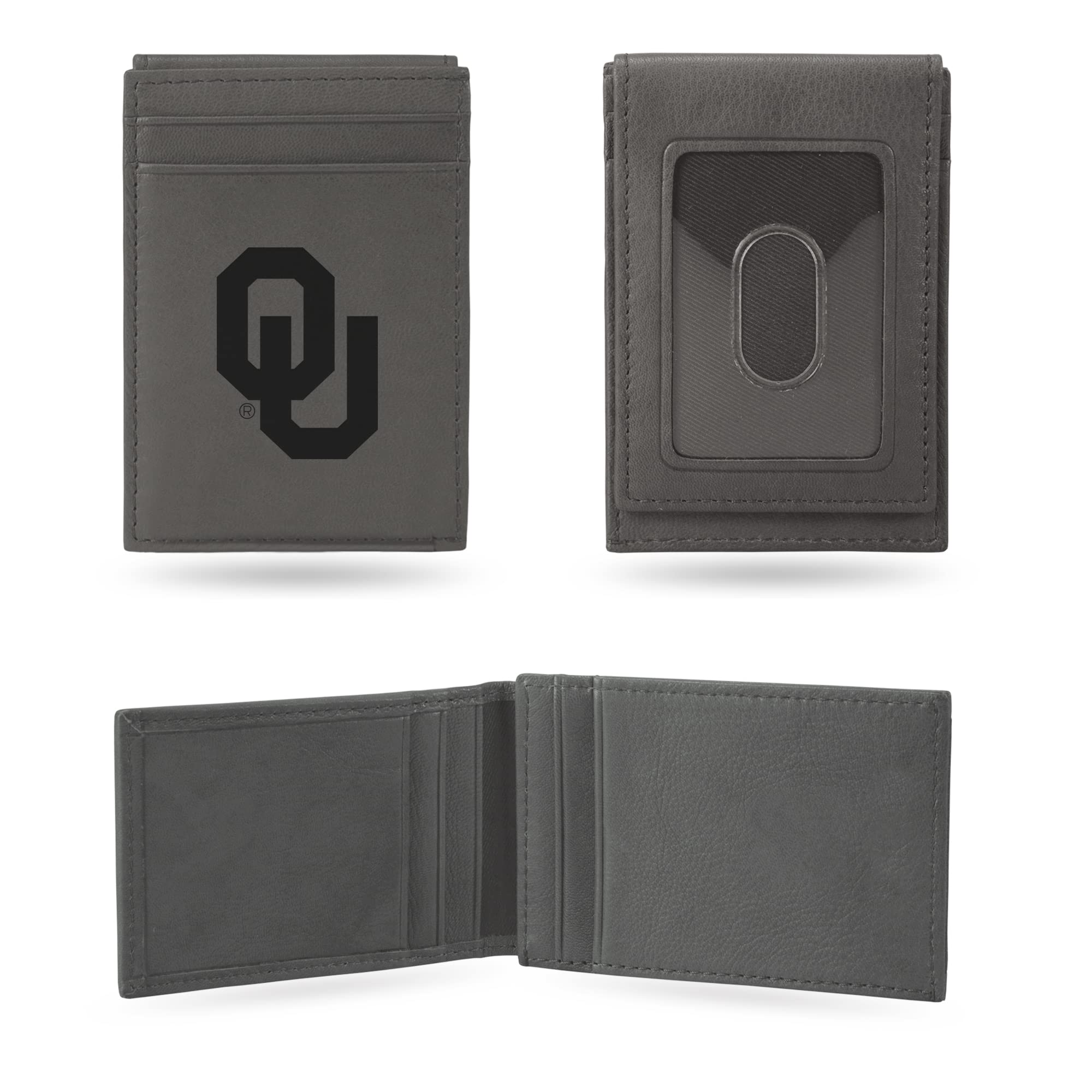 Rico Industries NCAA Gray Laser Engraved Front Pocket Wallet - Compact/Comfortable/Slim