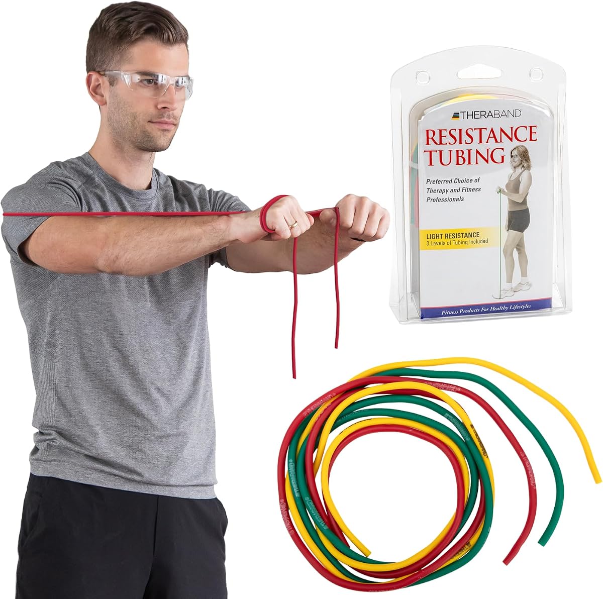 THERABAND Resistance Tubes, Band, Exercise, Set