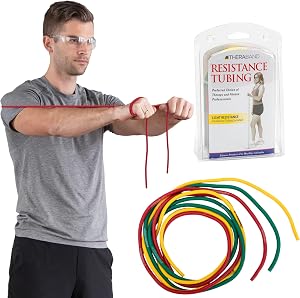 TheraBand Resistance Tube Set, Professional Latex Elastic Tubing for Upper & Lower Body, Core Exercise, Physical Therapy, Lower Pilates, at-Home Workouts, & Rehab