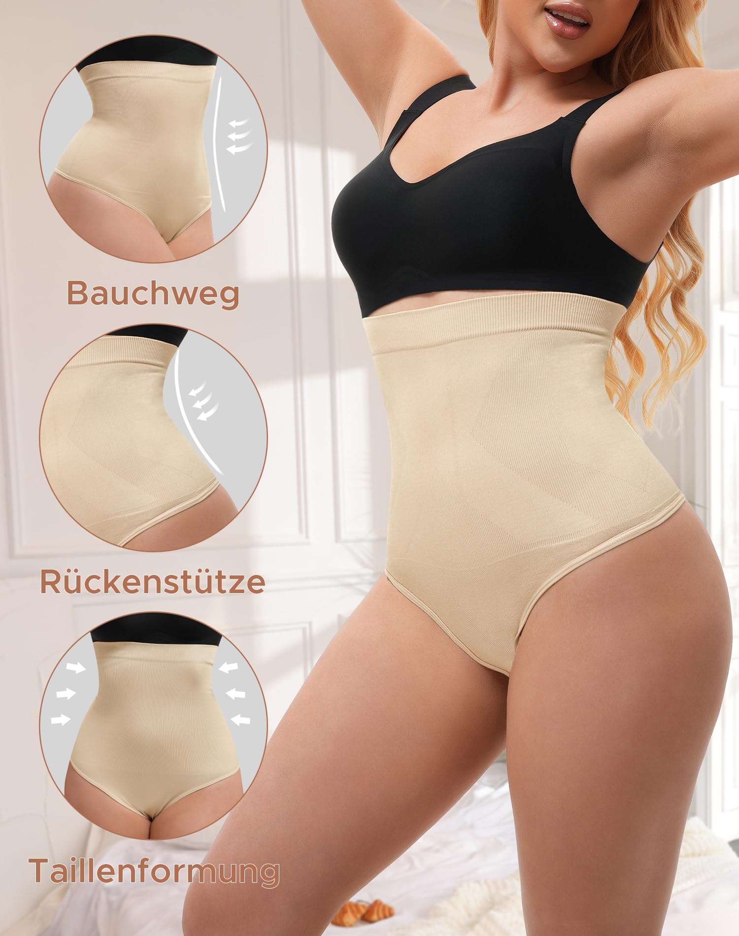 INNERSY Shapewear damskie majtki wyszczuplające brzuch, tanga gorsetowe, bielizna modelująca brzuch