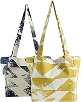 Vista 18 de HPD Half Price Drapes Bolsas de compras reutilizables para comestibles, paquete de 2 bolsas de algodón ligeras PRCT-GB81606-ST, verde Edina/mostaza