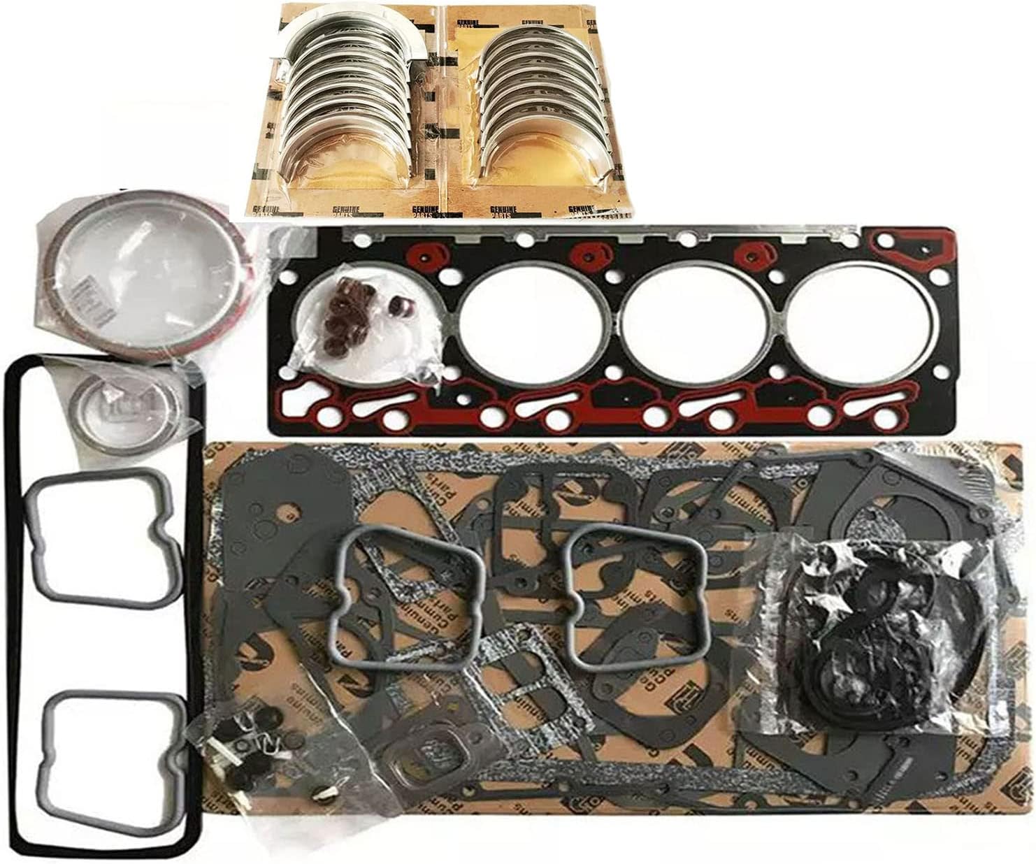 4BT3.9 Engine Full Gasket Kit & STD Main/Con Rod Bearing Fits for Cummins 4BT 3.9 Diesel Engine CASE 570LXT 580K 580L W11B Backhoe Loader