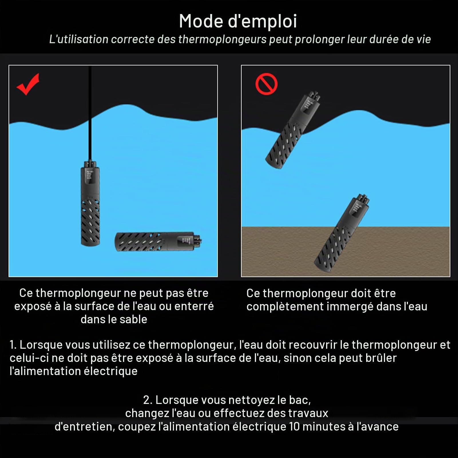 GERUI Mini Chauffage d'aquarium 15L, 100-240 V, 50/60 Hz, Plage de contrôle de la température : 20 °C à 34 °C, utilisé pour Aquarium et Aquarium PTC Isolation Thermique constante Automatique Fine