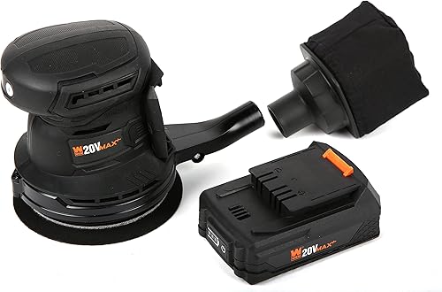 Miniatura 9 de WEN Lijadora orbital inalámbrica, sin escobillas con almohadilla de órbita aleatoria de 5 pulgadas, batería de iones de litio de 20 V máx. 2.0 Ah y