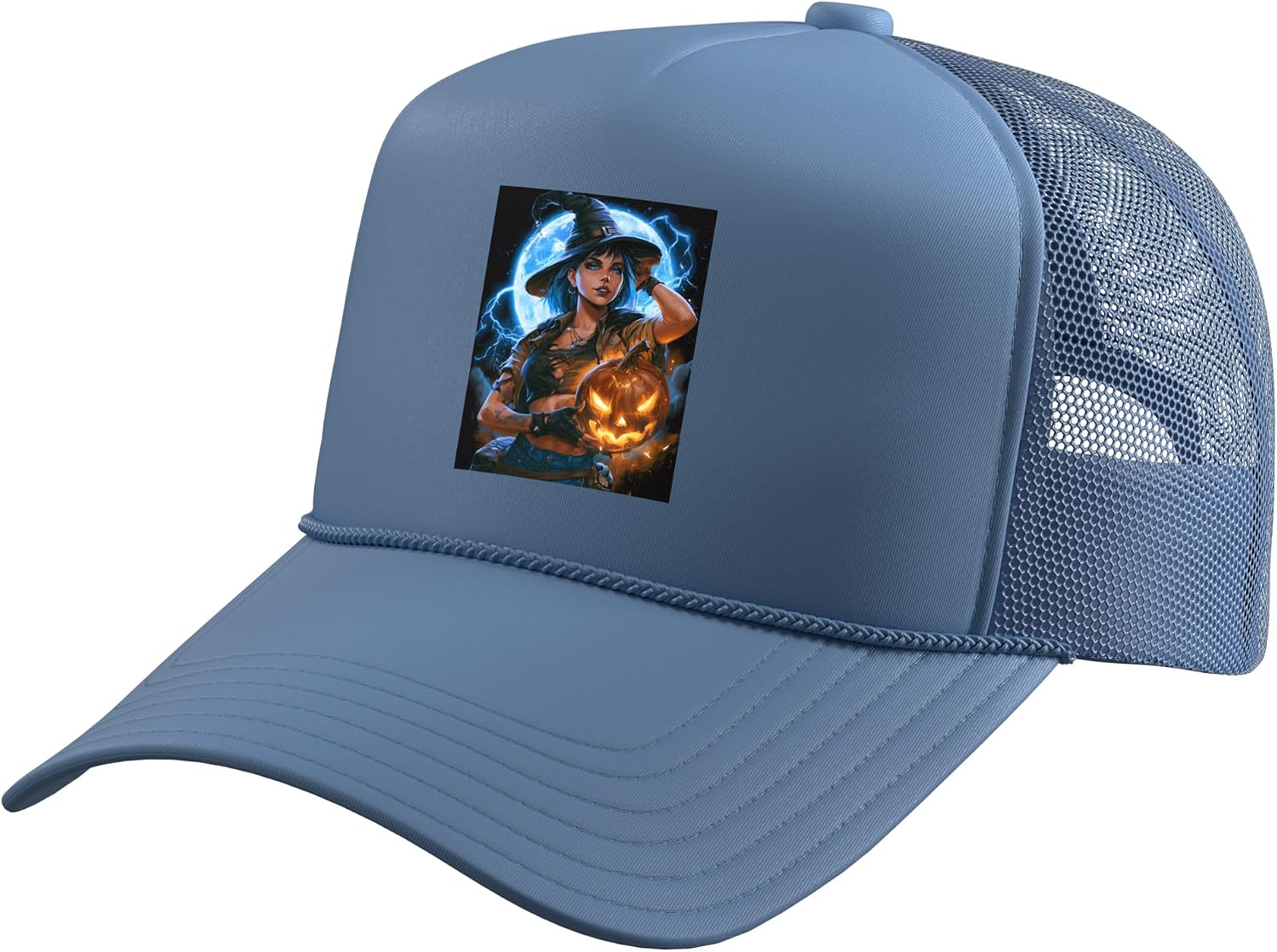 Anime Girl Pumpkin Halloween Creepy Halloween Anime Girl Trucker Hat with Adjustable Mesh Back