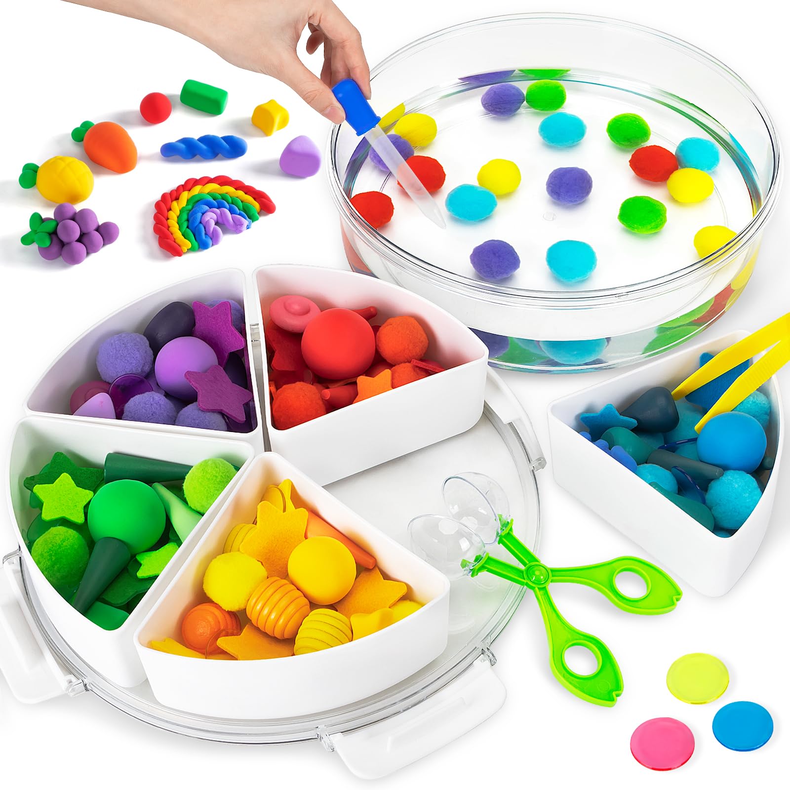 NYOBABE Sensory Bin with 5 Kinds of Fillers for Toddlers,Sensory Toys for Autism,Sensory Water and Sand Play Trays for Kids 3 4 5 6 7 8,Autism Sensory Equipment Special Needs Developmental Toys