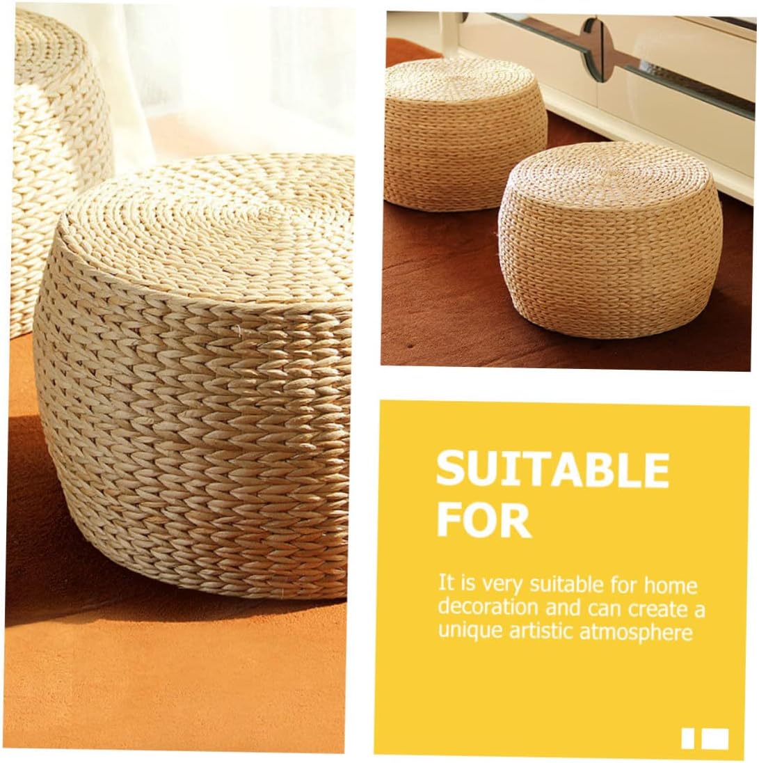 Gatuida Woven Footstool for Shoe Changing -Skid Design Modern Minimalist Entrance Stool Natural Material for Home Bathroom and Bedroom Use