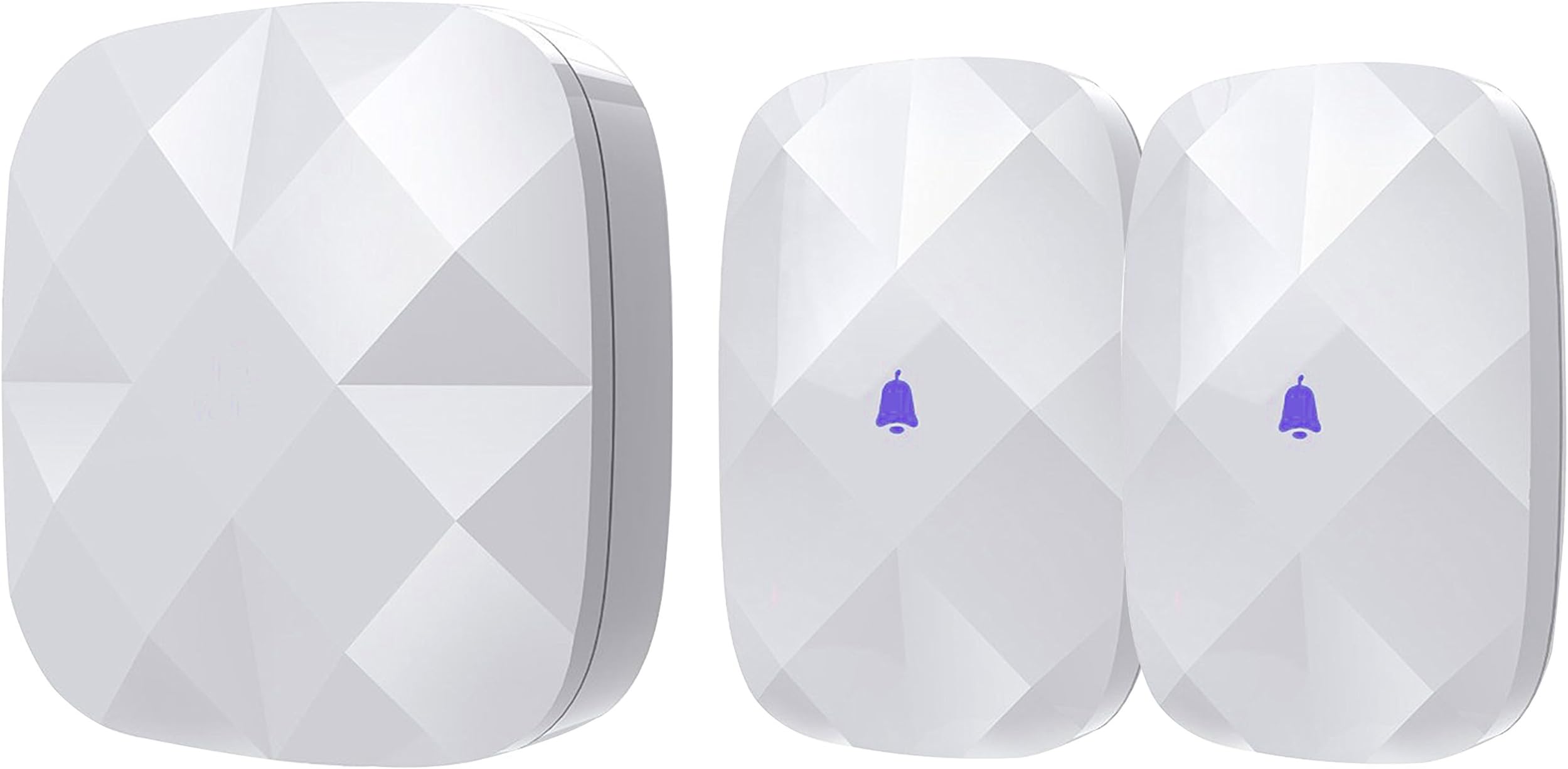LongHai Modern Series H2 Diamond Wireless Doorbell Sound with Waterproof Doorbell Chime,52 Melodies and 500 Feet Operation Rang Doorbell System Waterproof Touch Button (2 Push Button+1 Door Chime)