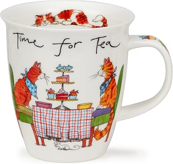 Dunoon Nevis Time For Tea Cat Mug, White