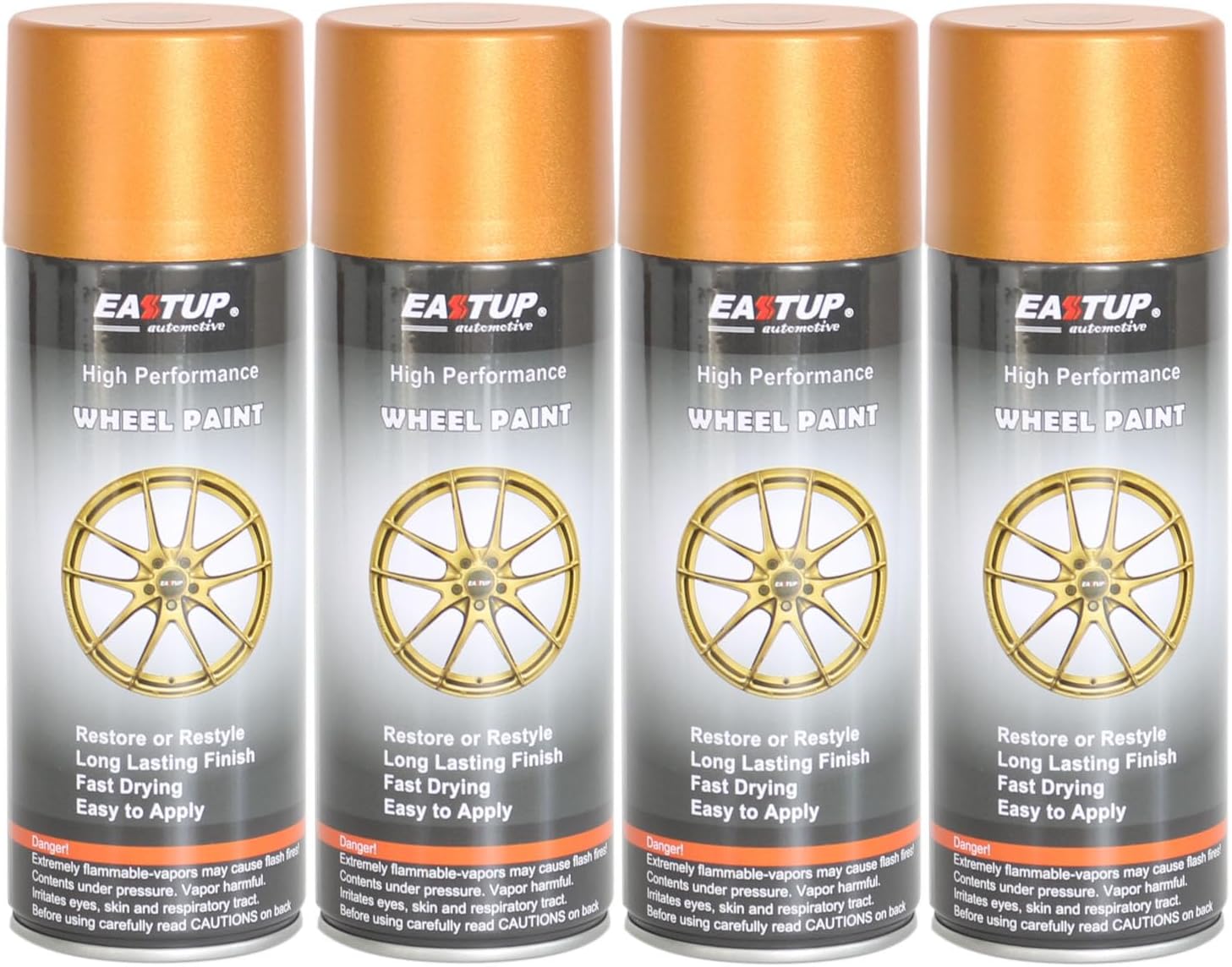 EASTUP Orange Gold Metallic Body and Wheel Automotive Paint - Brilliant Finish, High Durability, Fade-resistant, Quick Drying, Wide Color Selection Rim Coating (4 Cans #2590)