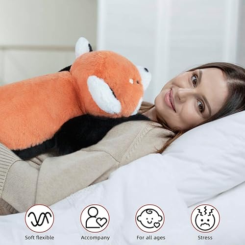 Miniatura 2 de Niuniu Daddy Study Buddy - Animales de peluche con peso de panda rojo, juguetes sensoriales de felpa con peso de 5 libras para adultos y niños,