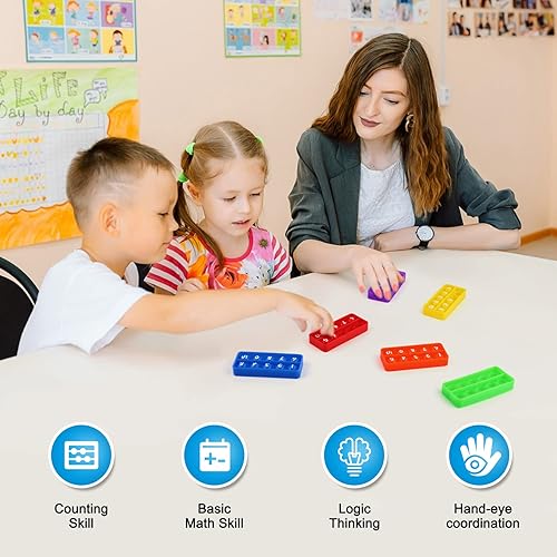 Miniatura 2 de Aizweb Juguetes de conteo de diez marcos, manipulador matemático para primaria, juegos de matemáticas de números, juguete educativo Montessori para