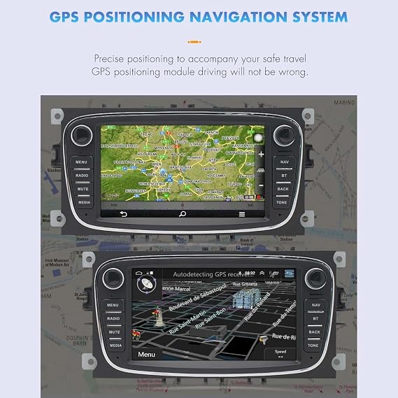 GPS Car Navigation Latest Map 7 Touch Screen Live Voice Broadcasting Direction Reminder Navigation System Car GPS Satellite Navigator Focus Focus, 1G+16G