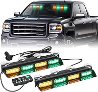 Vista 13 de XRIDONSEN Luces estroboscópicas de emergencia para salpicadero, advertencia intermitente de seguridad ámbar con controlador de pantalla digital