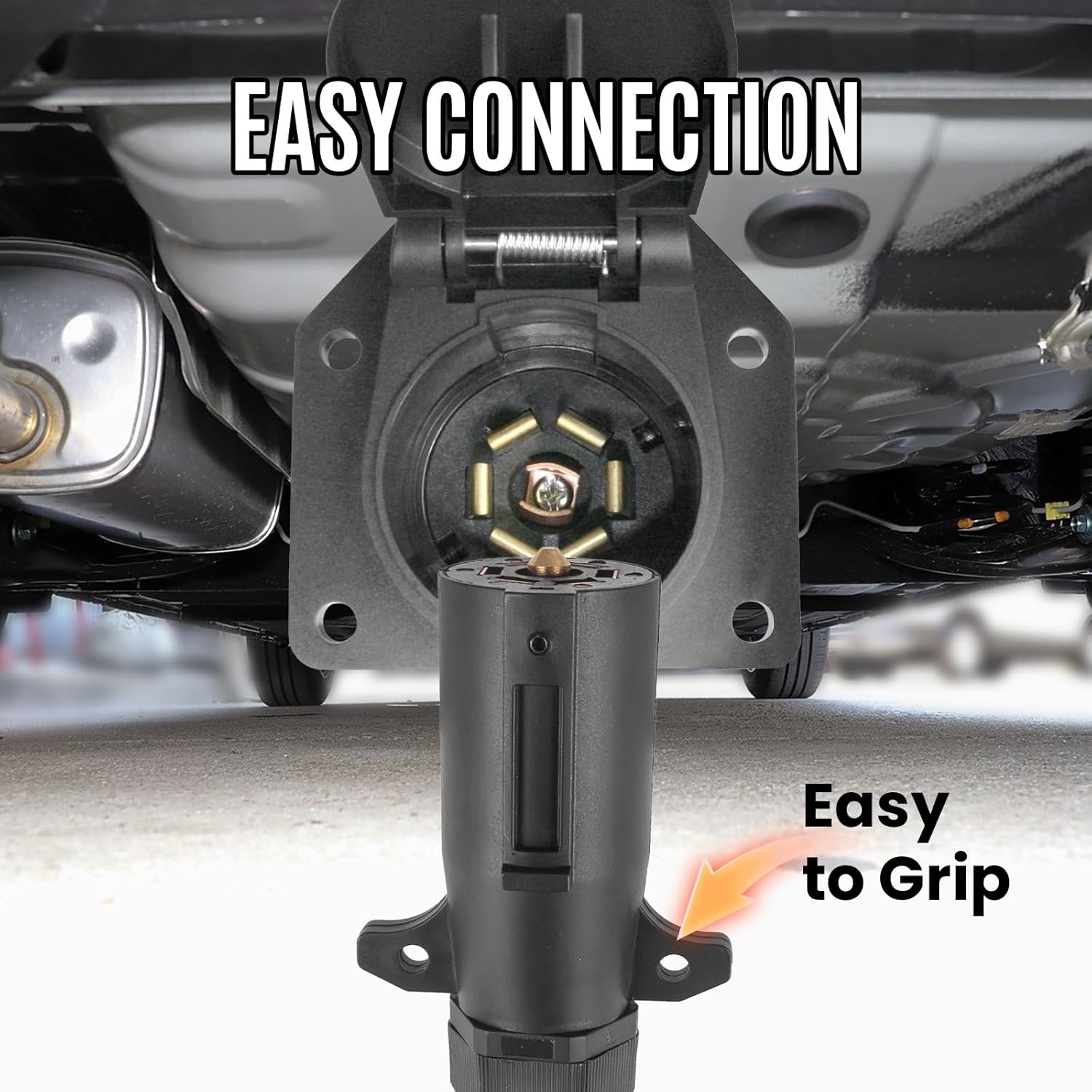 PJERZJN 7 Pin Trailer Plug to SAE Connector Adapter - Heavy Duty 10AWG 7 Pin Trailer Cables 1/2/3ft Waterproof Trailer Plug Adapter for RV, Truck, Marine 12V Devices (1Pack, 3ft)