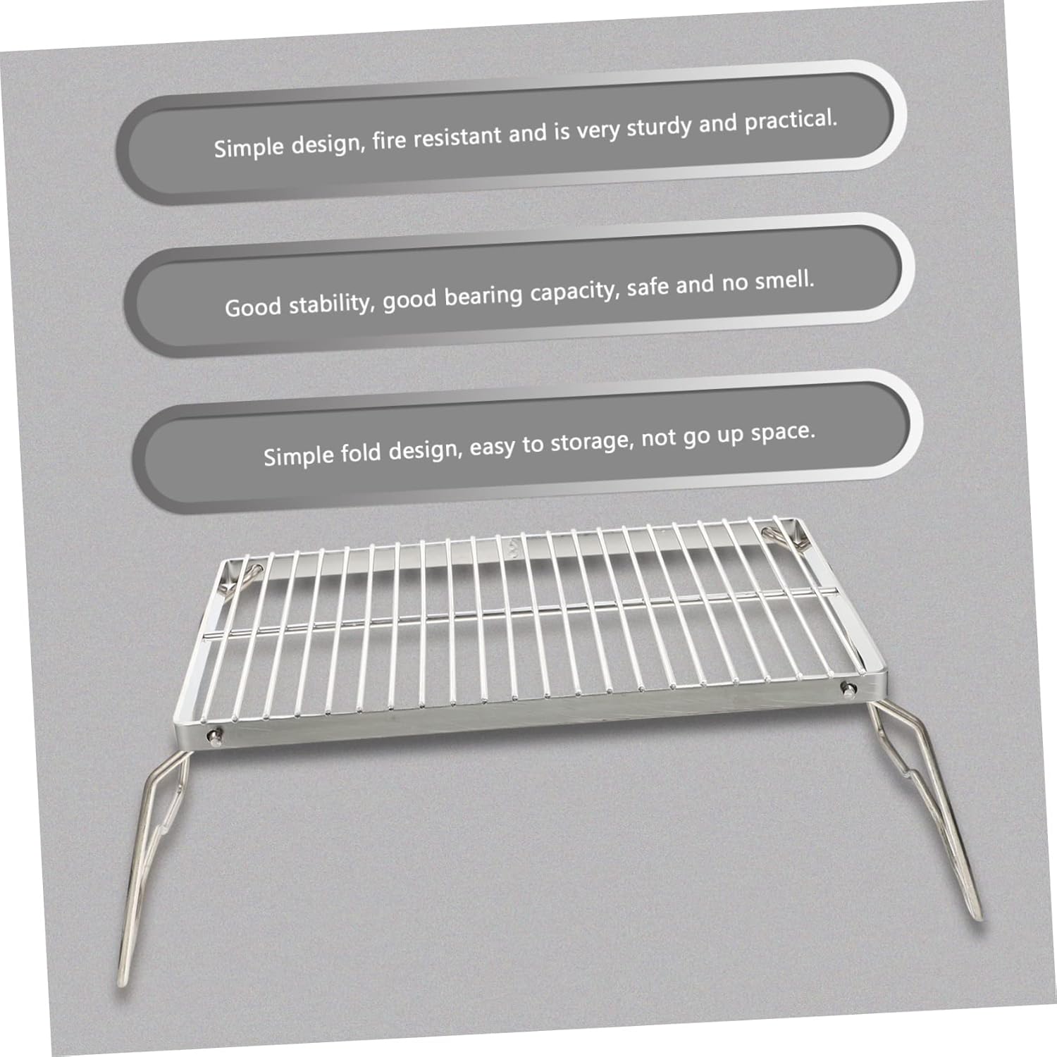 Stainless Steel Bbq Grill Compact Folding Camping Grill Outdoor Barbecue Rack Space-saving Design