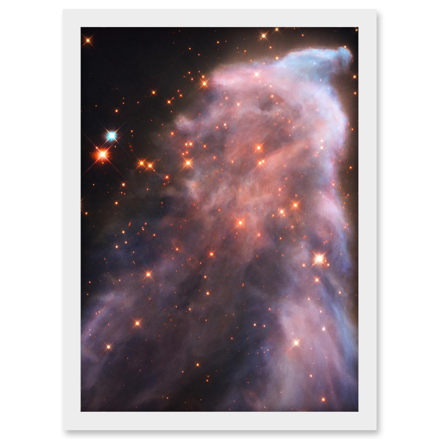 Artery8 Hubble Space Telescope Image IC 63 Ghost Nebula Blue Red Dust Gas Cassiopeia Queen Star Constellation Cosmic Angel Artwork Framed A3 Wall Art Print