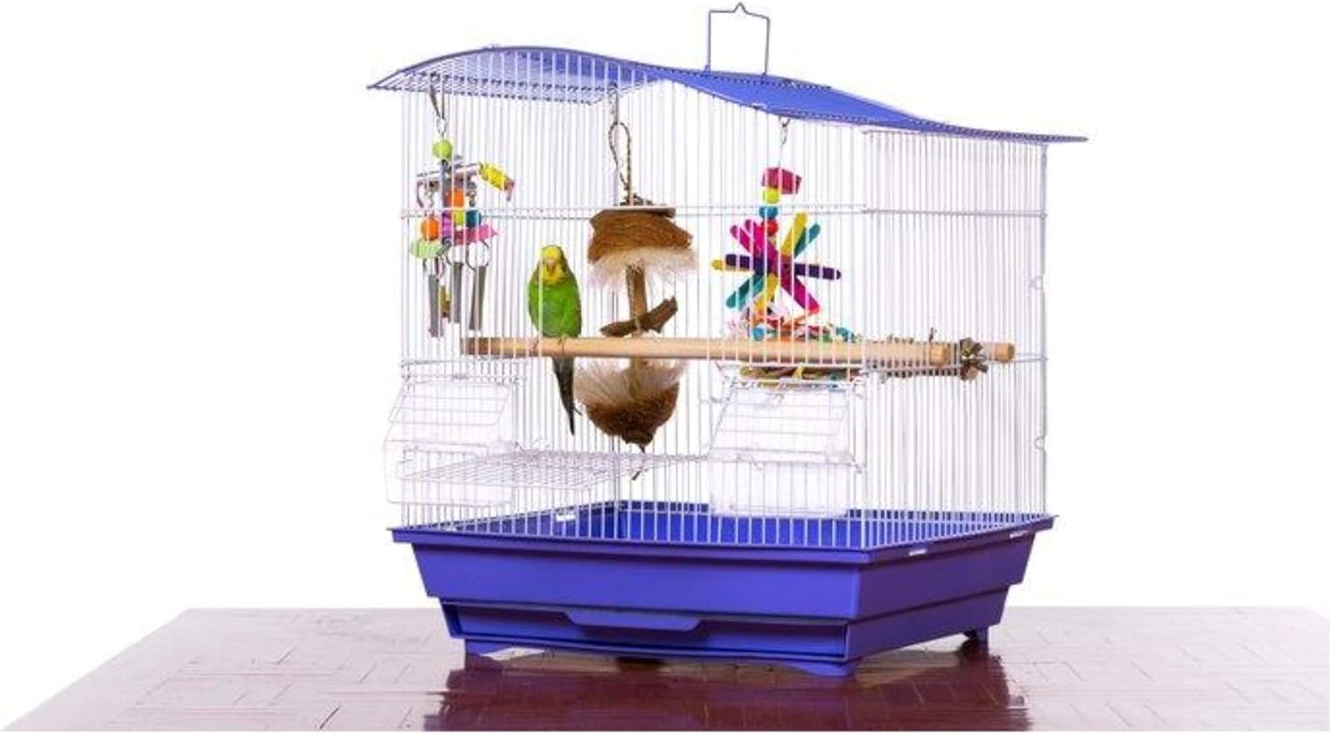 Prevue Pet Soho Wave Top Roof Bird Cage - Blue & White - SP41613B/W