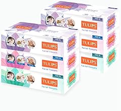 Tulips Facial/Car Tissue Paper – Super Soft & 100% Pure, 2-Ply x 100 Pulls | Highly Absorbent, Durable & Travel-Friendly Tissue for Home, Car & Office (Pack of 6)