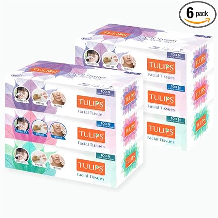 Tulips Facial Tissue Super Soft & Pure (Pack of 6)