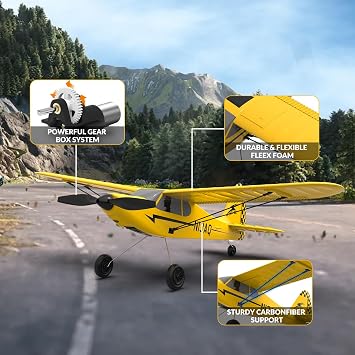 volantexrc RC Plane Trainer Sport Cub 3CH Remote Control Airplane with Prop Saver, 6-Axis Gyro Stabilizer & 3 Modes to Fly, Radio Controlled Aircraft RTF for Beginners and Adults (400mm,Yellow)