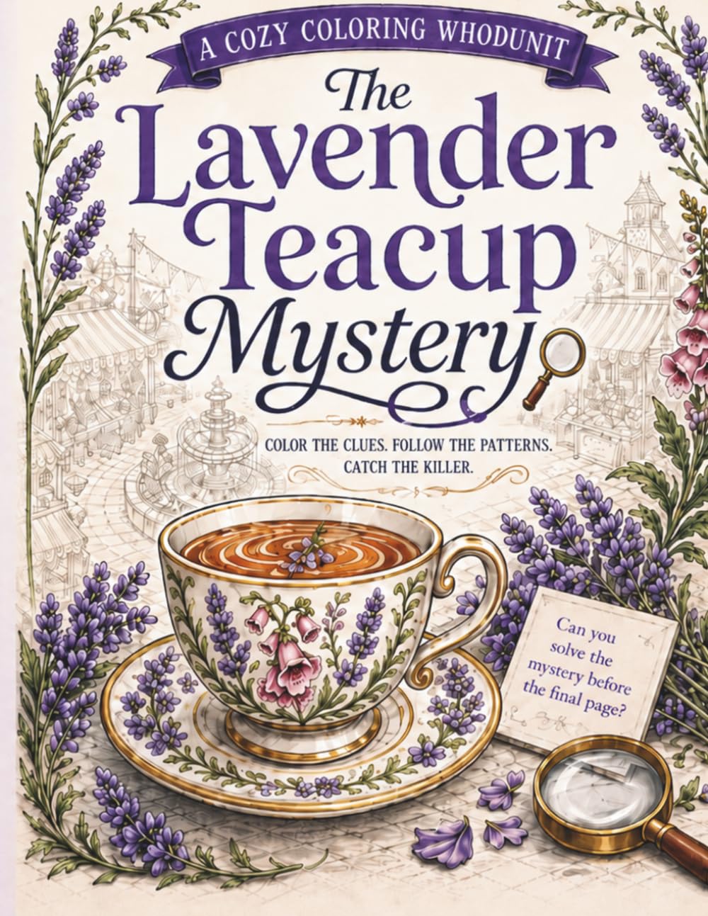 The Lavender Teacup Mystery: A Cozy Mystery Coloring Whodunit
