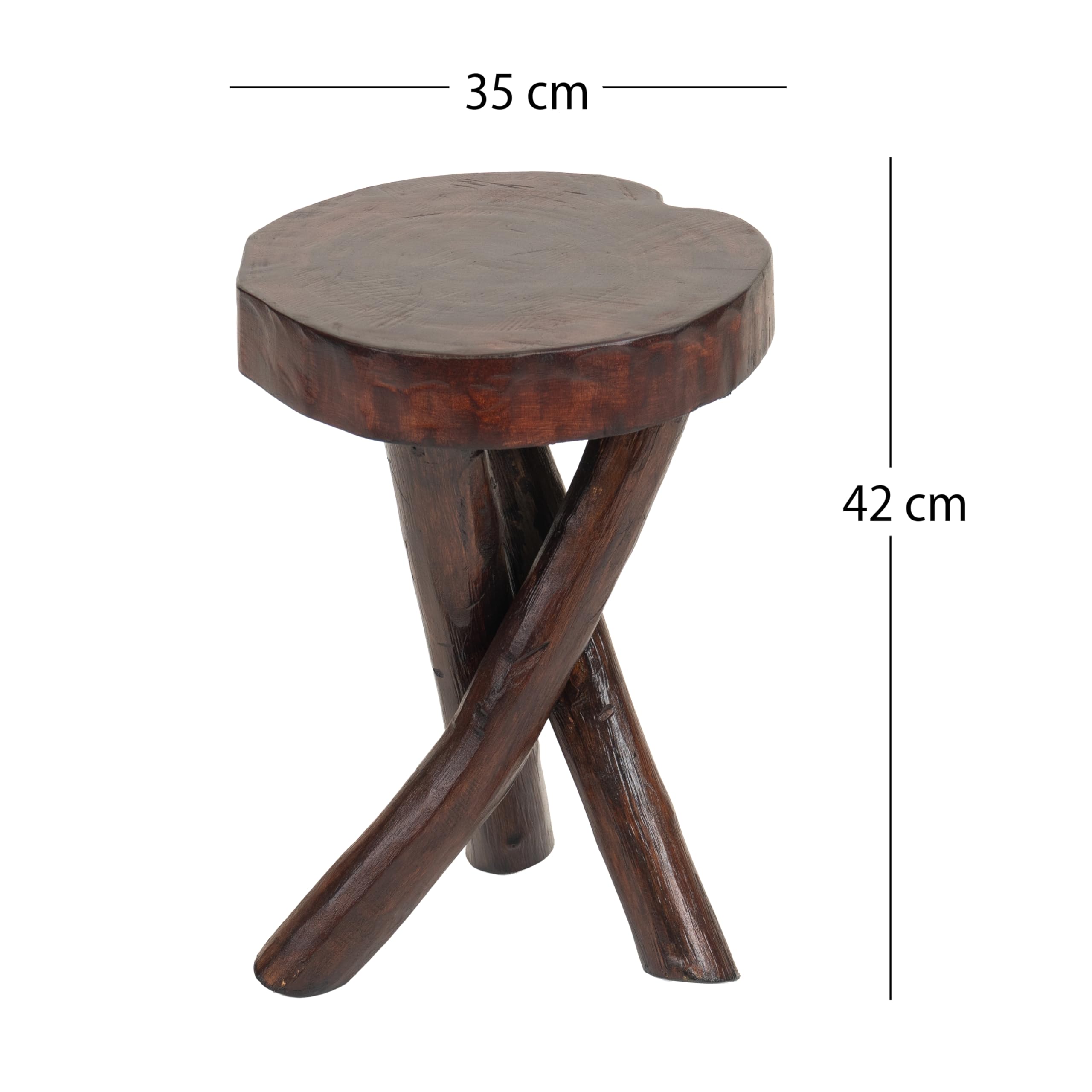DESIGN DELIGHTS Robusto tavolo rotondo in legno teak 40 | 41 x 34 cm (altezza x diametro), in legno antico | tavolino rustico, poggiapiedi, tavolo in legno, sgabello per fiori