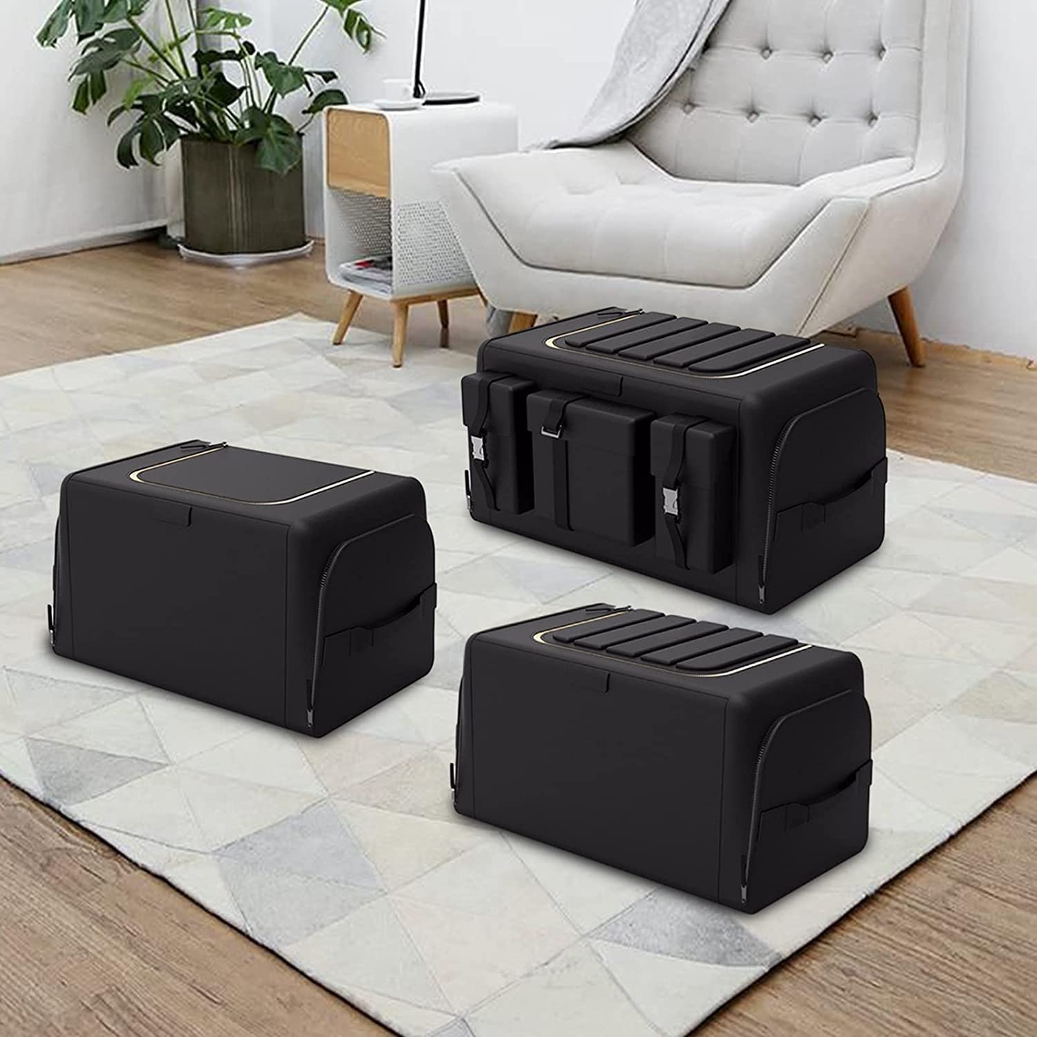 XMING Składany Organizer do samochodu Torba do przechowywania w bagażniku Akcesoria samochodowe Organizator Przenośne samochody do przechowywania Czarny do Auto Trucks Trunk Box Boxs (Size : 30L)