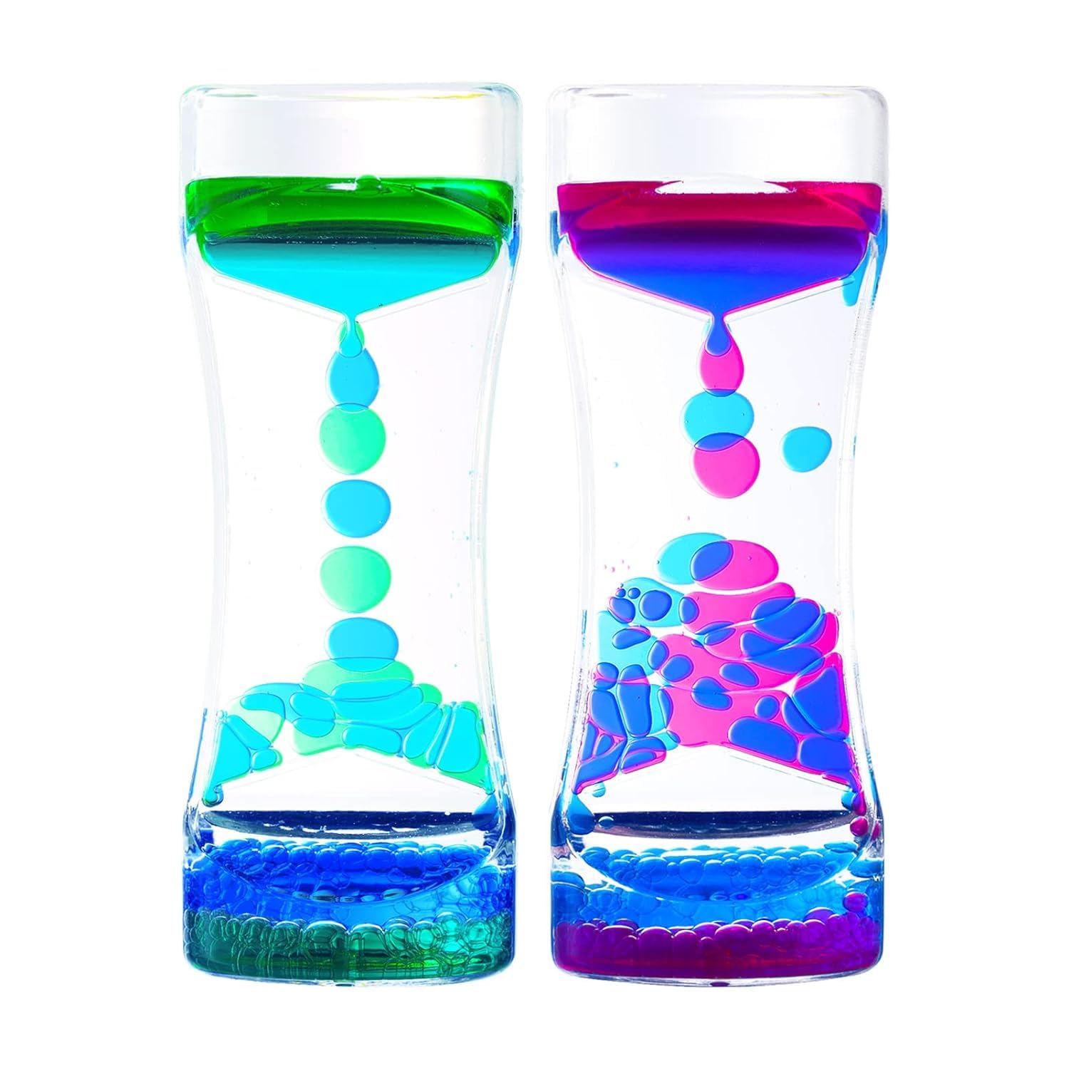 WICHARSH Liquid Motion Bubbler Timer,2 Pack Ideal Sensory Toy for Kids and Adults,Calming Relaxing Colorful Liquid Hourglass,Fidget Toys with ADHD Anxiety Autism,Office Desktop Decor(Multicolour)