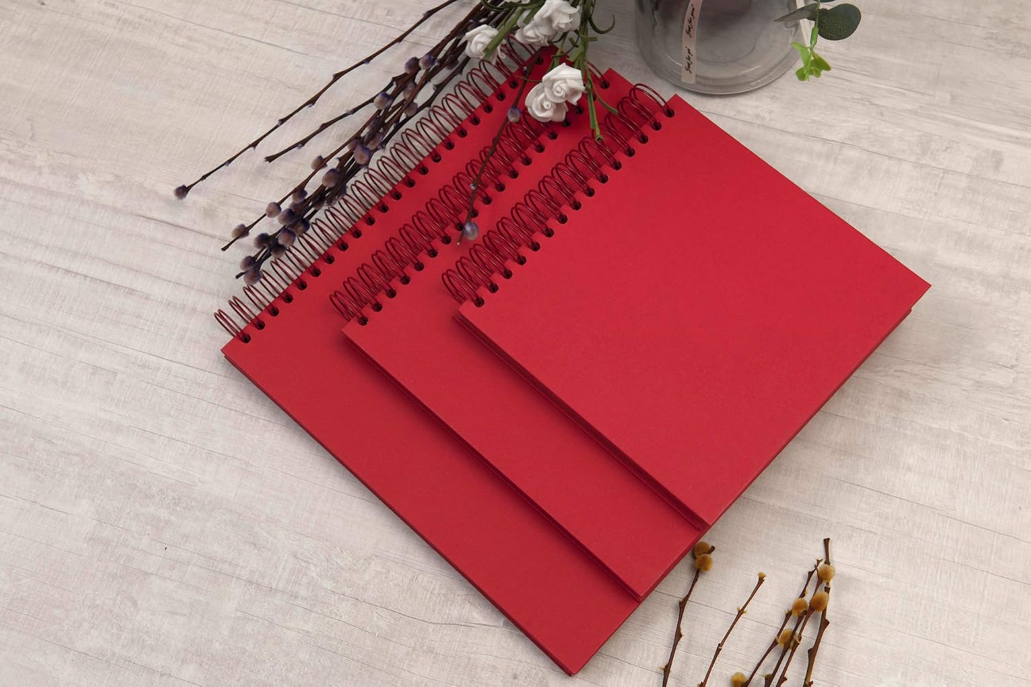 potricher 10 x 10 Inch DIY Scrapbook Photo Album Hardcover Kraft Blank Red Page Wedding and Anniversary Family Photo Album (Red, 10 Inch)