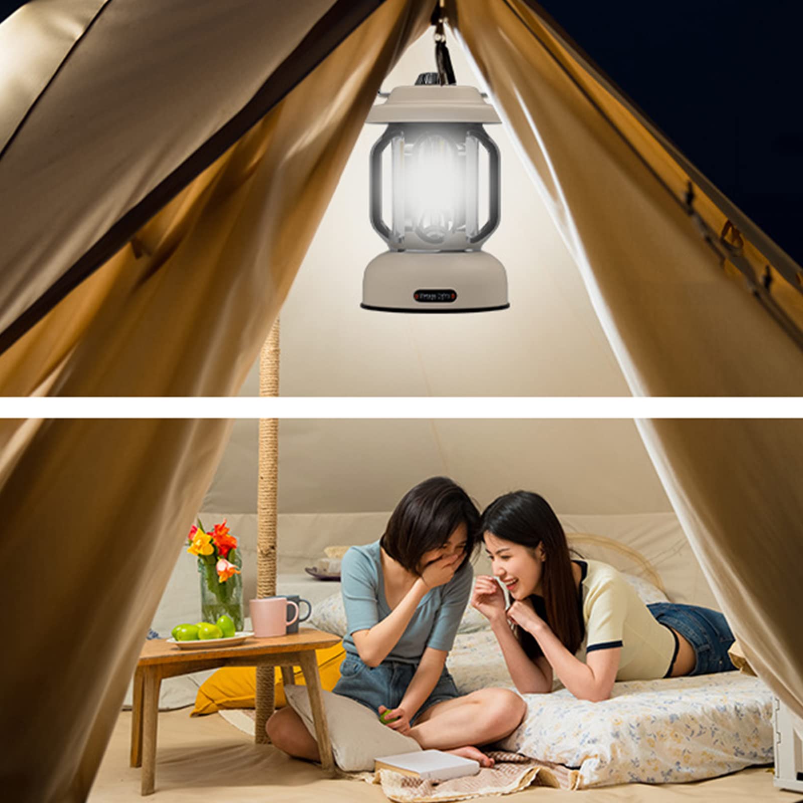 latarnia kempingowa LED, oświetlenie kempingowe z możliwością przyciemniania, oświetlenie awaryjne do zasilania, czarne światło retro Nigjt, oświetlenie namiotu na przerwy w dostawie prądu Hur