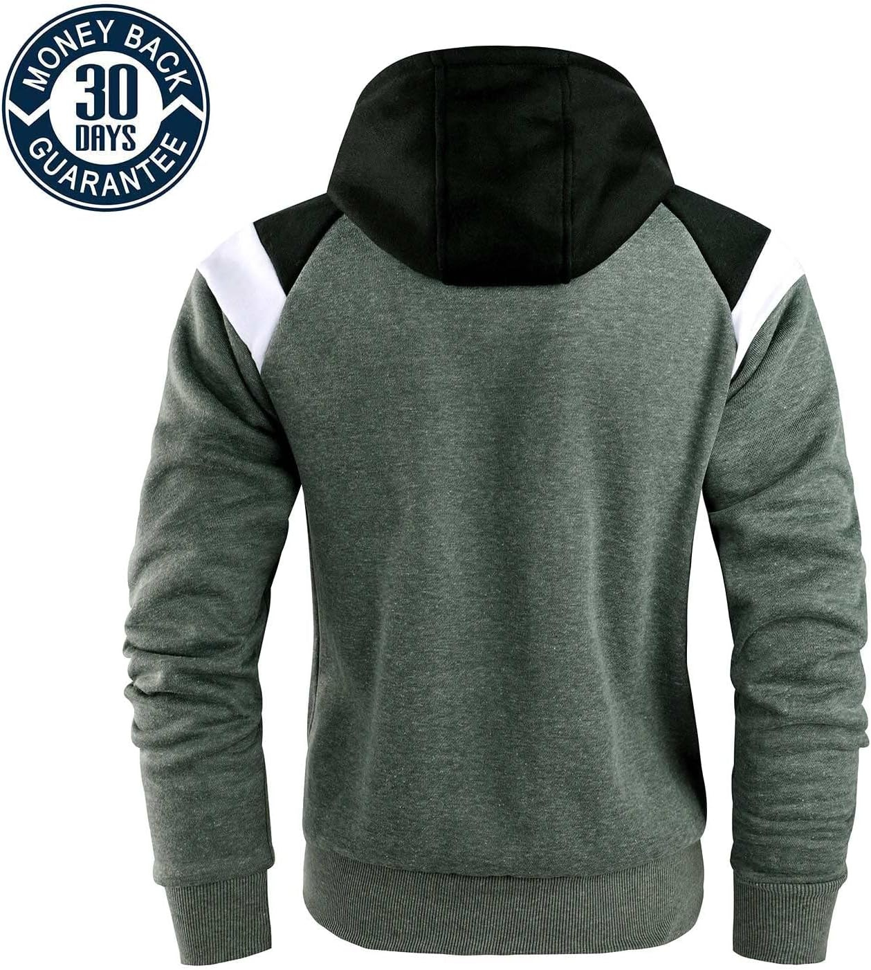 Men's Zip Up Color Block Hoodie Fleece Gym Workout zippered Sweatshirt Fashion Long Sleeve Hooded WIth Pocket - Image 2