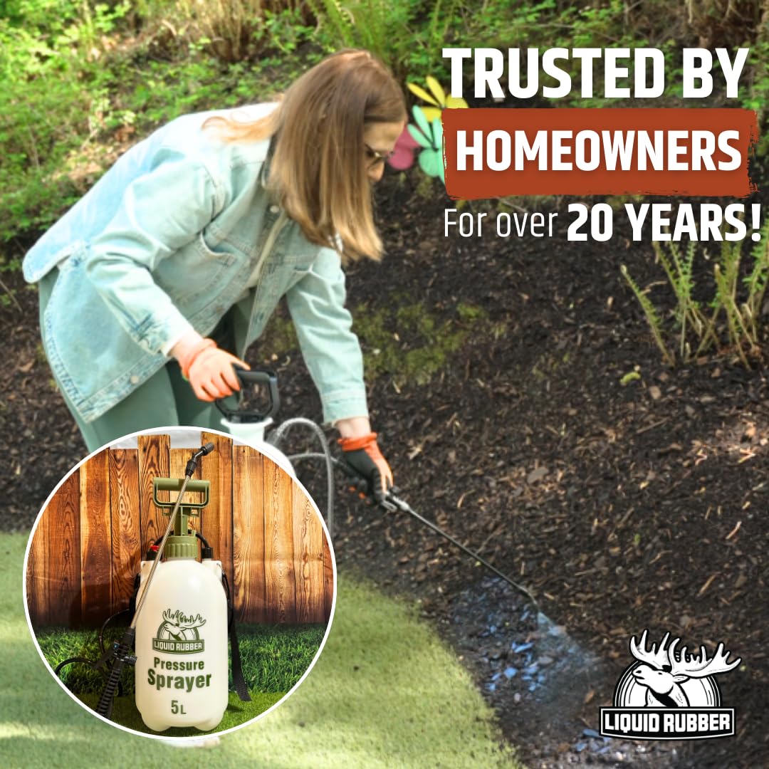 Liquid Rubber Mulch Glue & Garden Sprayer Bundle – Strong, Weatherproof Landscaping Adhesive 5 Gallon + Pump Sprayer for Easy Application