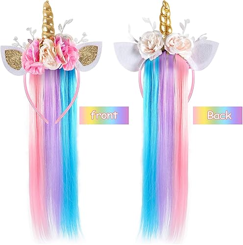 Miniatura 2 de Lorfancy Diadema de unicornio para niñas, disfraz de unicornio, cumpleaños, Halloween, fiesta, unicornio, suministros para fiestas