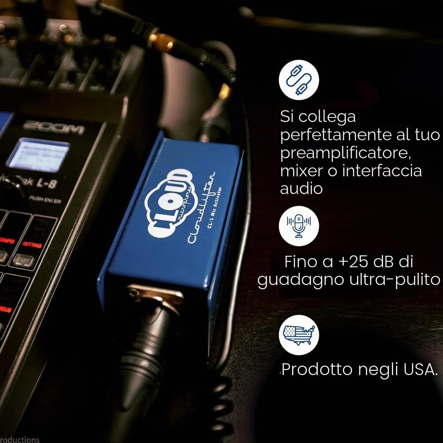 Cloud Microphones - Cloudlifter CL-1 Attivatore Mic - Guadagno Preamp Microfono Ultra-Pulito - Prodotto negli USA